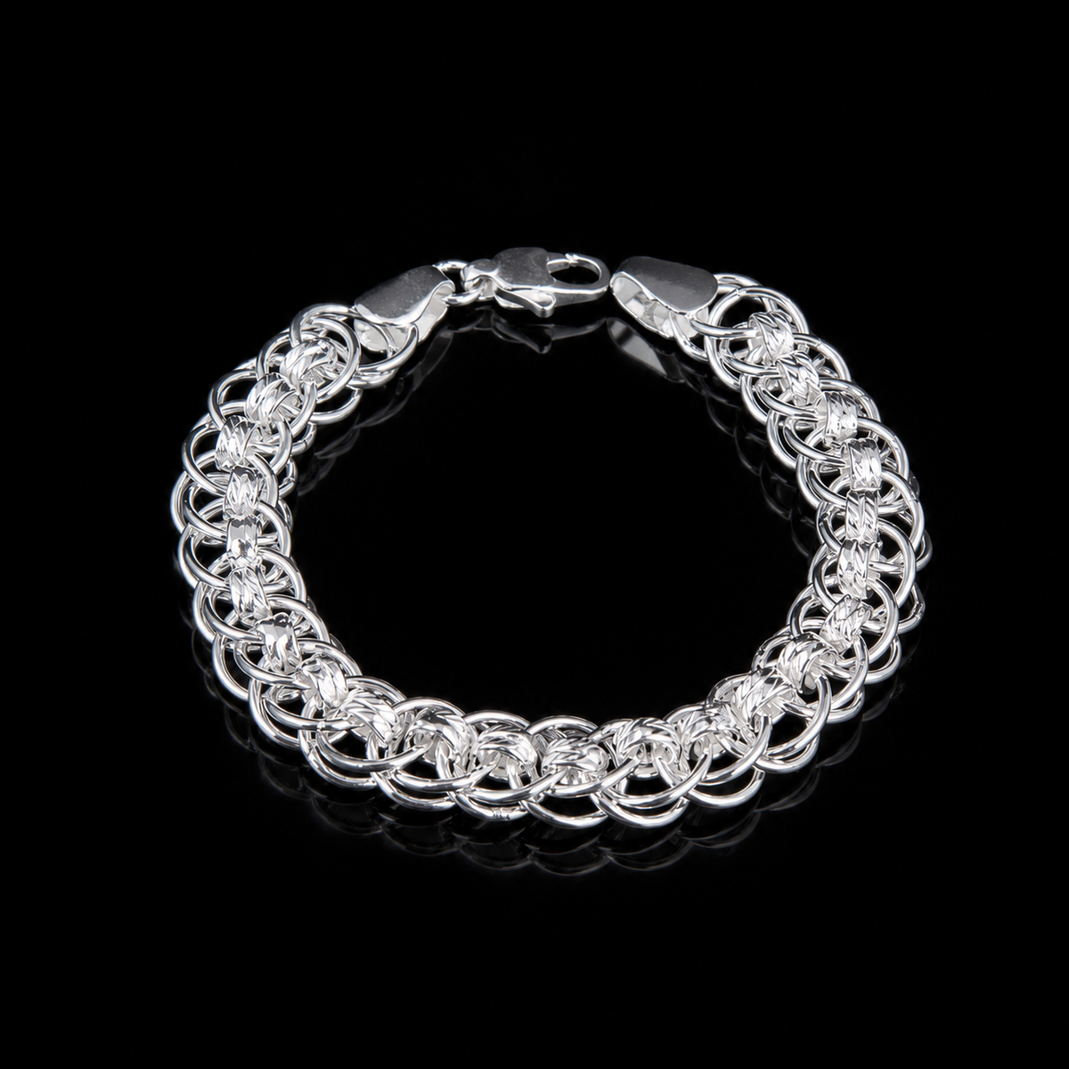 Men's Interwoven Silver Link Bracelet