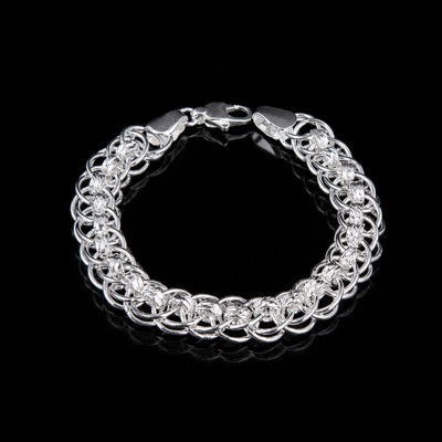 Men's Interwoven Silver Link Bracelet