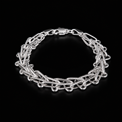 Men's Geometric Braided Silver Bracelet