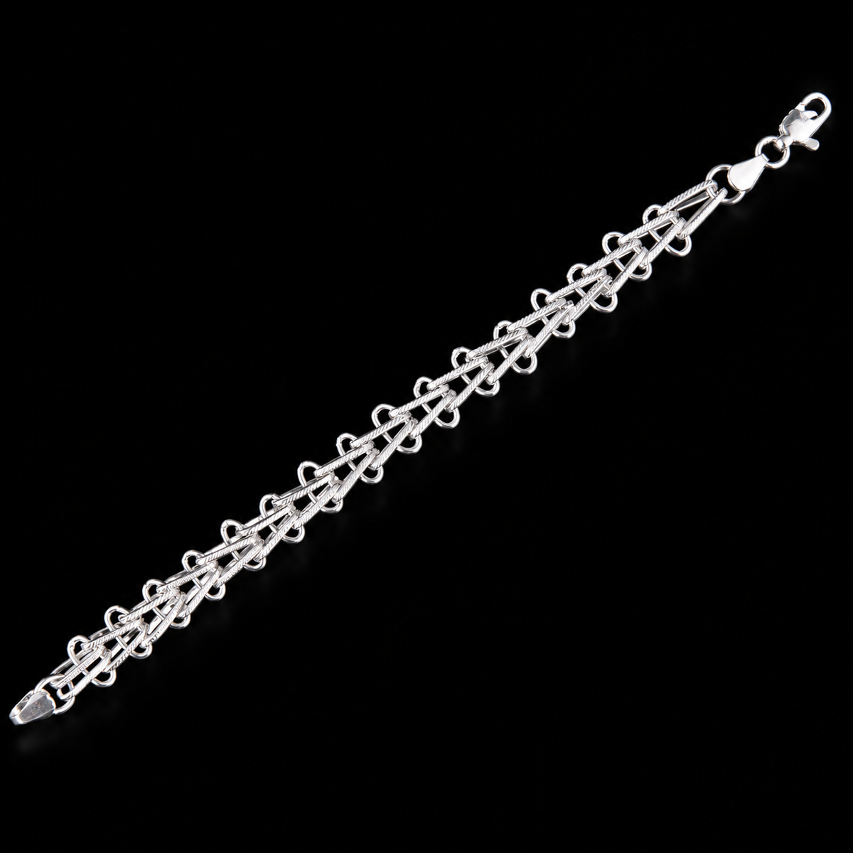 Men's Geometric Braided Silver Bracelet