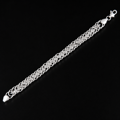 Men's Double-Weave Silver Bracelet