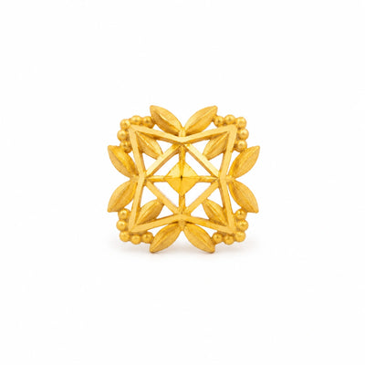 Leaf Geometric Diamond Nose Pin