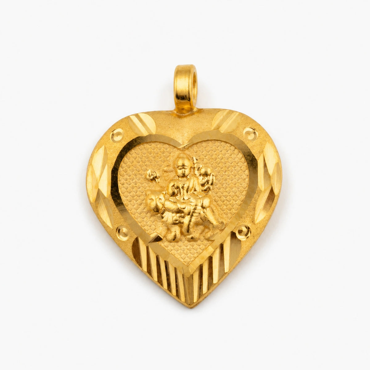 Heart-Shaped Faceted Border Devotional Pendant