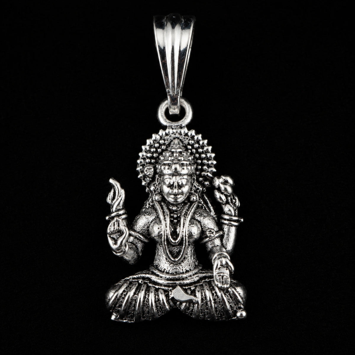 Oval Ganesha Openwork Silver Pendant