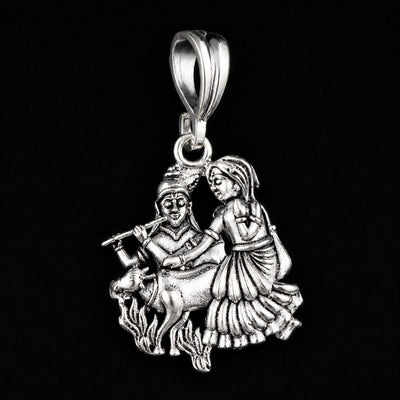 Krishna Radha Silver Pendant