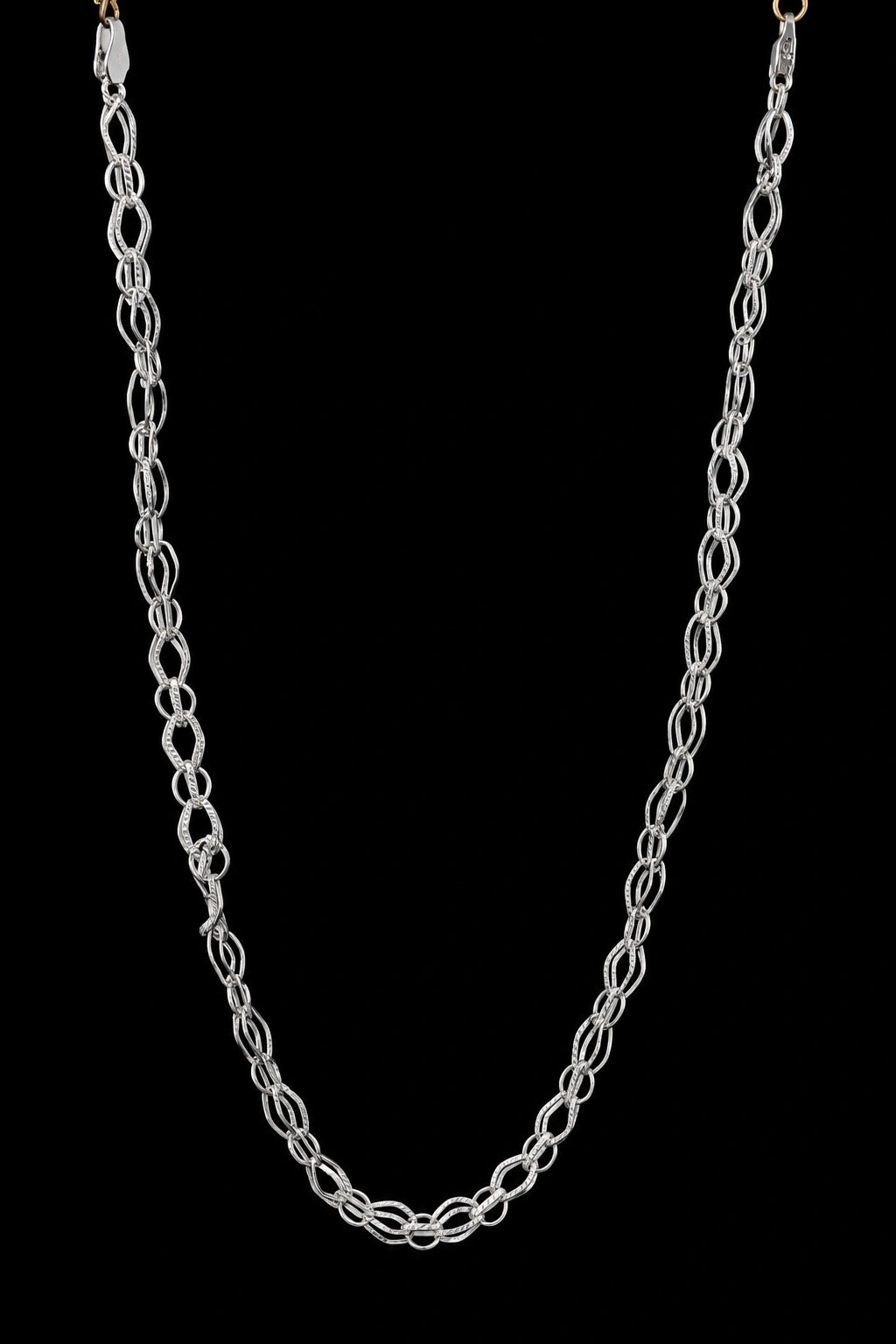 Double-Loop Interwoven Silver Chain