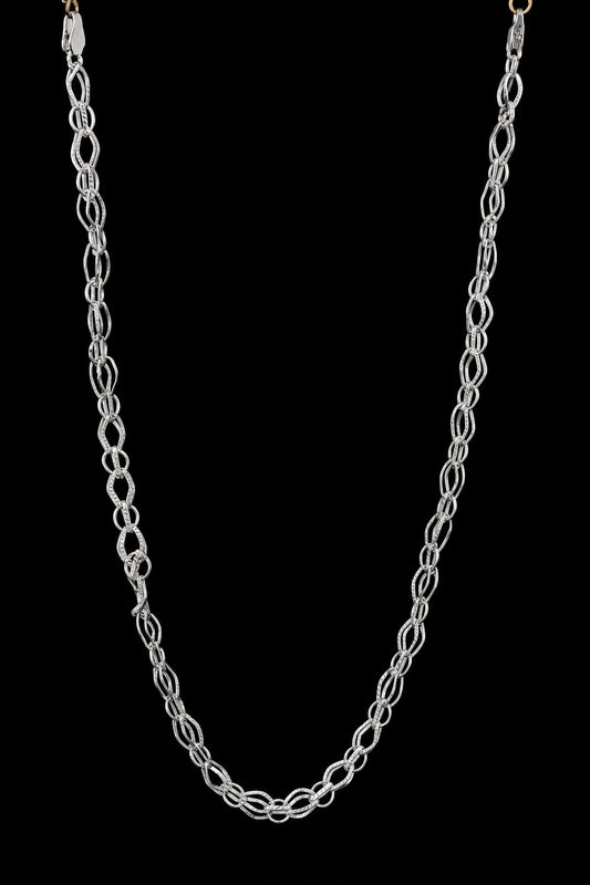 Double-Loop Interwoven Silver Chain