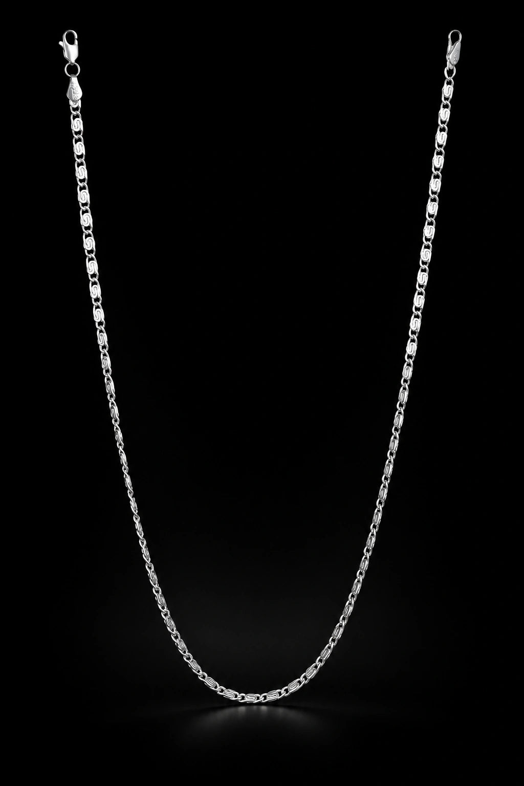 Slim Curved Link Silver Chain