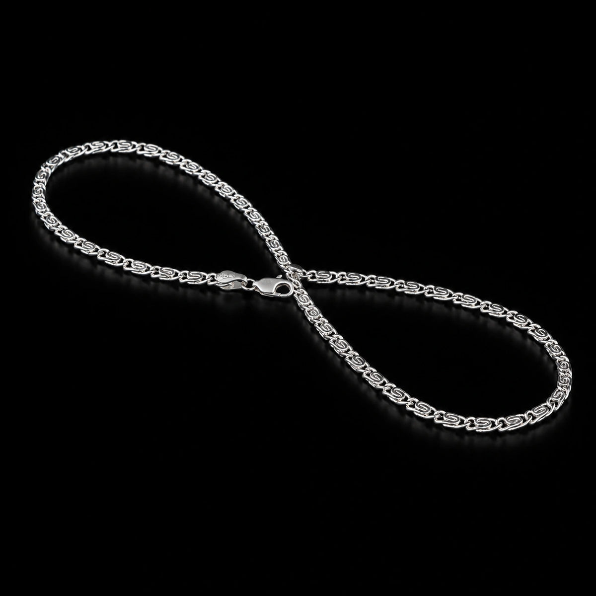 Slim Curved Link Silver Chain