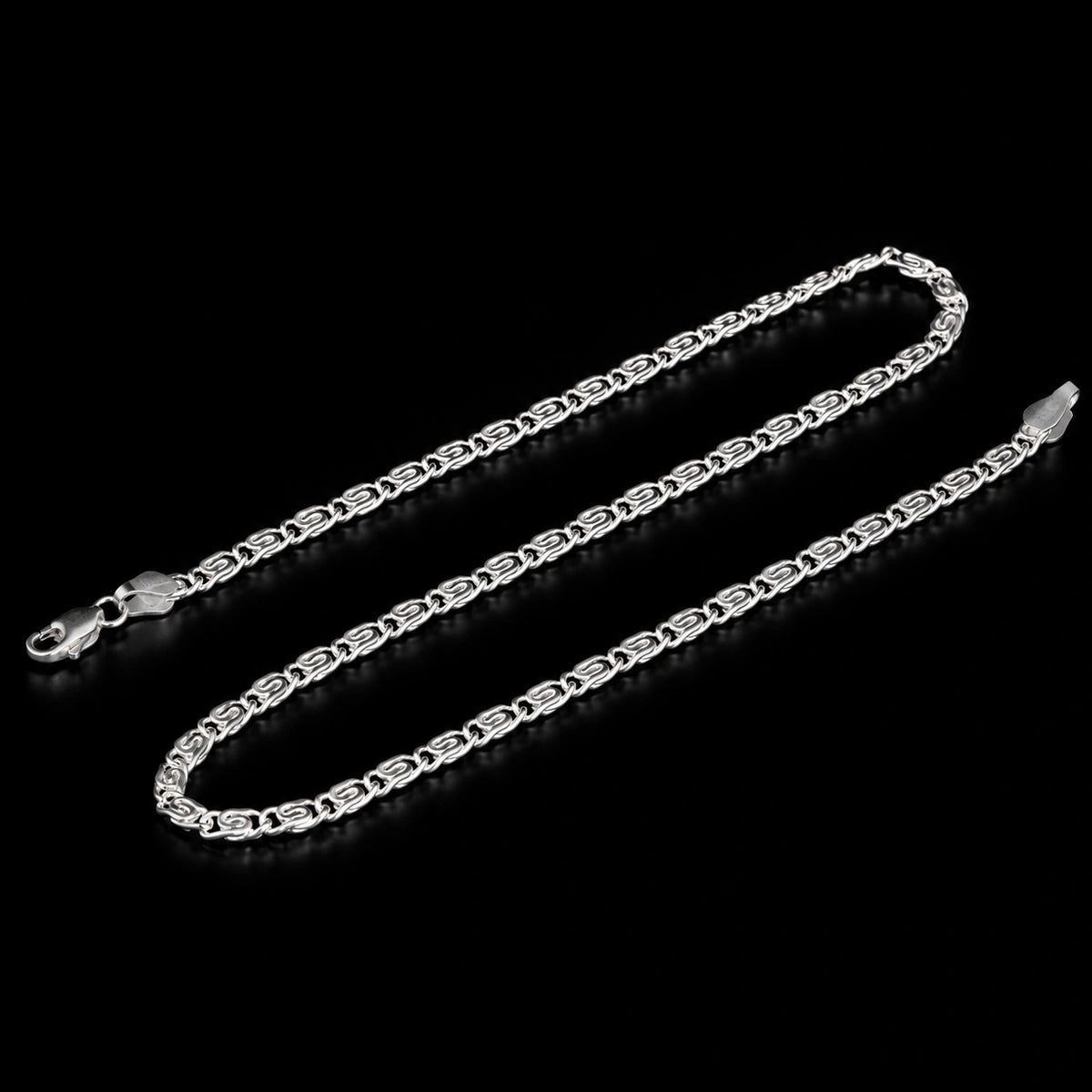 Slim Curved Link Silver Chain
